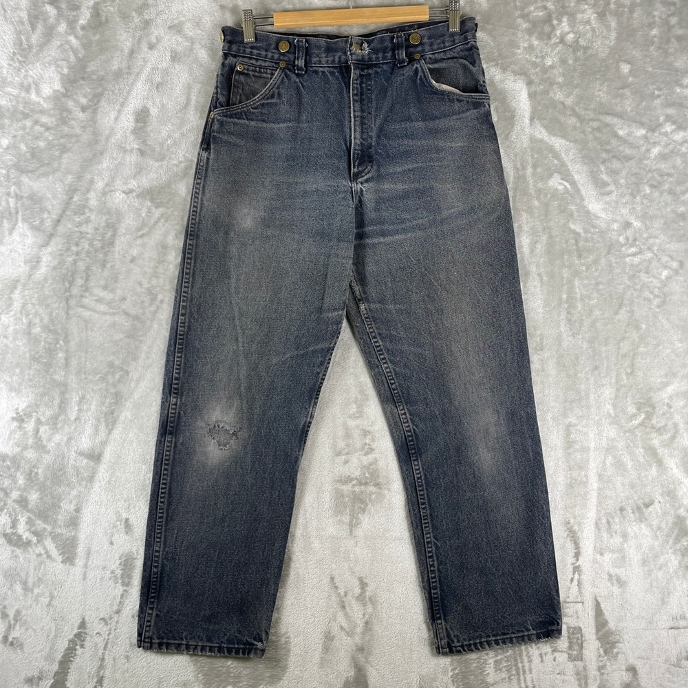 Vintage 1970s Key Imperial Black Jeans Mens 32x28 Denim USA Made Talon 42 Zipper